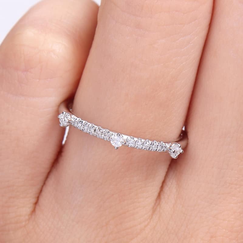 Miadora 1/7ct TDW Lab-Grown Diamond Semi-Eternity Ring in Platinum Silver