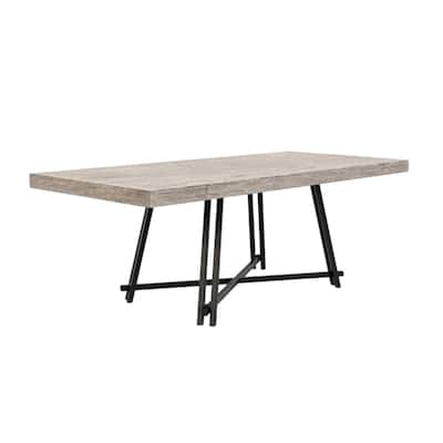 Rectangular Wooden Dining Table with Metal Trestle Base in Black and Light Gray - Black/Light Gray