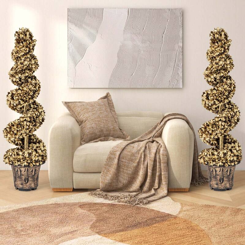 Costway 4 FT Artificial Topiary Spiral Tree Set of 2 with Vintage - See Details