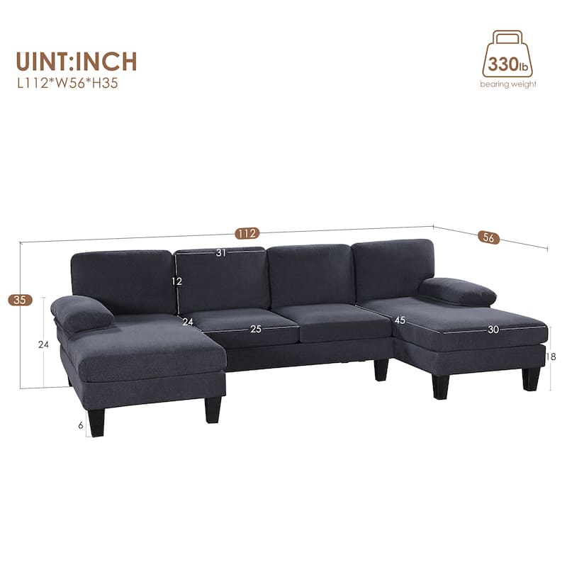 MERAX 6-Seat U-Shaped Sofa with Double Chaise
