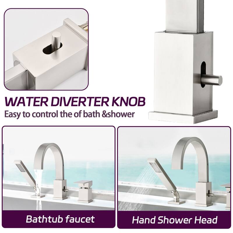 Waterfall Bathtub Faucet Set with Sprayer