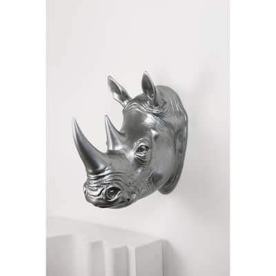 Rhinoceros Head Wall Mounted Decoration - 14.5" - Silver