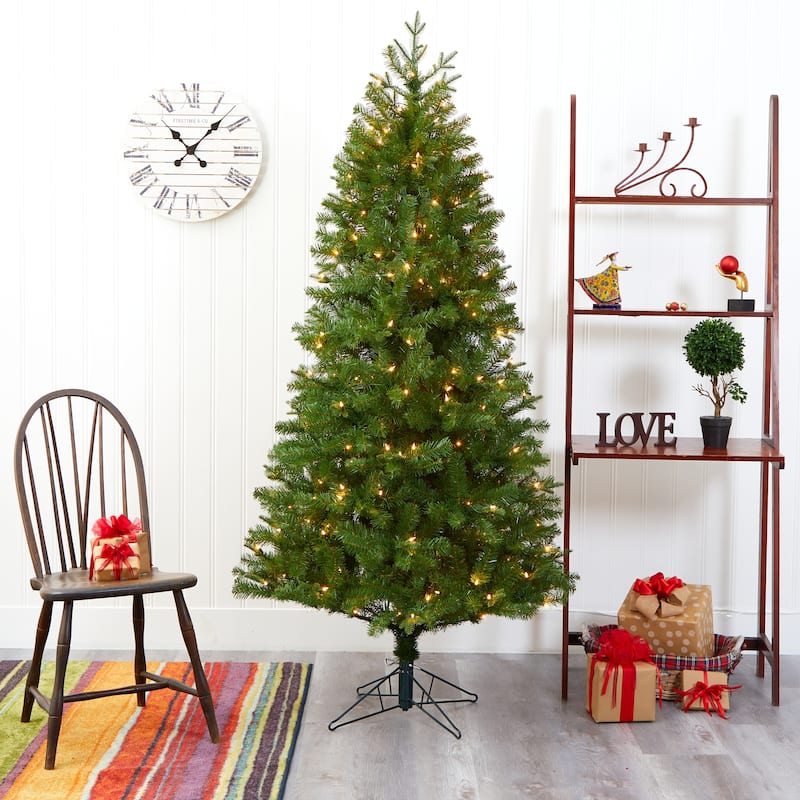 6.5' Pre-Lit Vancouver Spruce Artificial Christmas Tree, Warm Clear LED Lights - 6.5 Foot