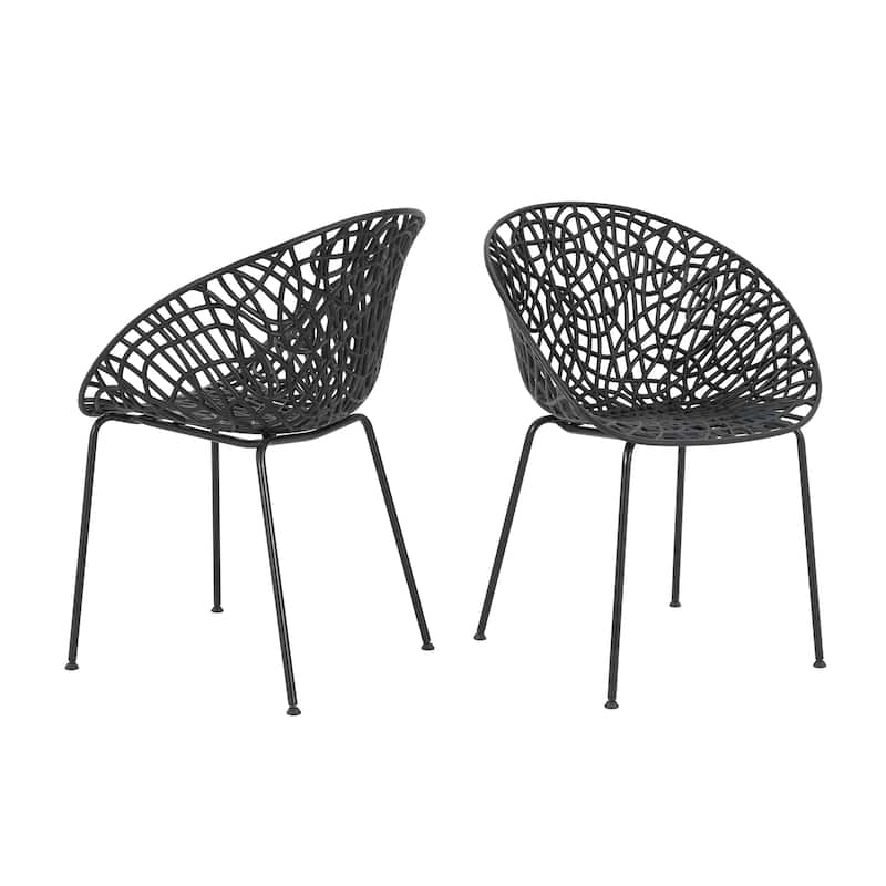 Black Dining Chairs Leisure Chair Reading Chair Accent Chair Set of 2, Reception Chair Side Chair with Iron Frame