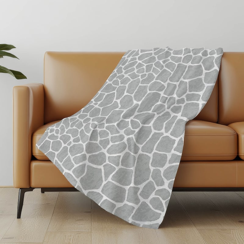 Premium Machine Washable ASB45 Giraffe Print Sherpa Throw Blanket - Gray - 4'2" x 5'10"