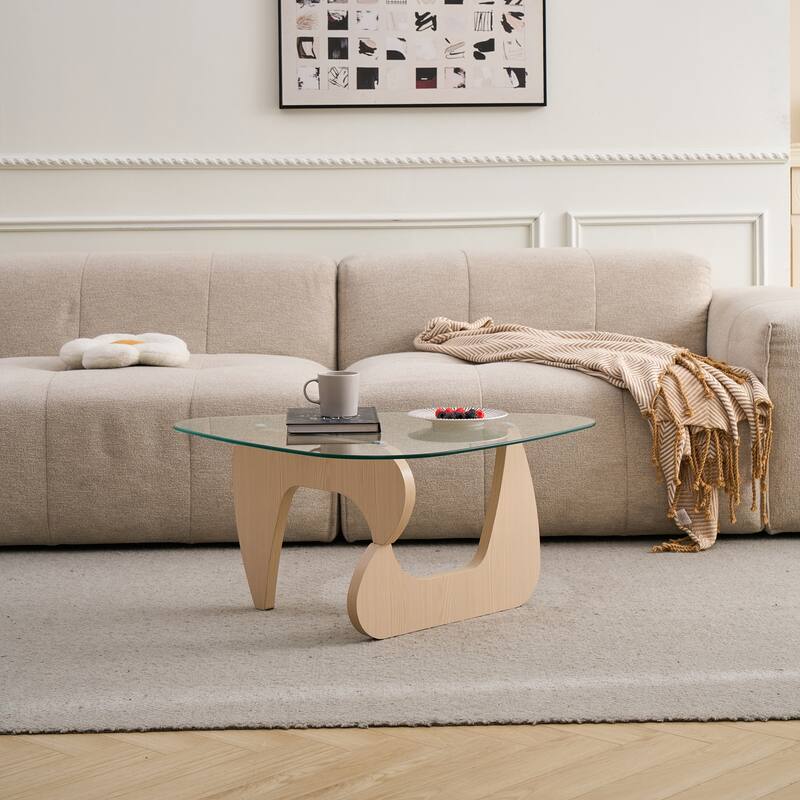 Farmhouse Glass Top Small Coffee Tables, Wood Center Table