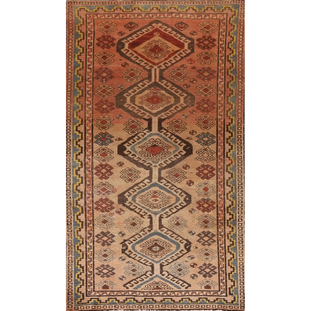 Vegetable Dye Pink Lori Persian Vintage Area Rug Handmade Wool Carpet - 4'8"x 8'8"