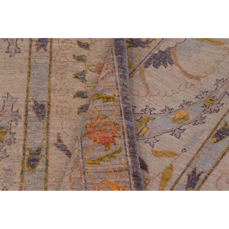 Eclectic Ziegler Gideon Light Gray/ Light Green Wool Rug - 9'1'' x 11'8''