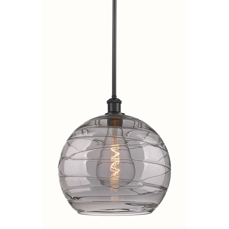 Innovations Lighting 516-1S-16-14 Athens Deco Swirl Pendant Athens - Matte Black / Light Smoke Deco Swirl