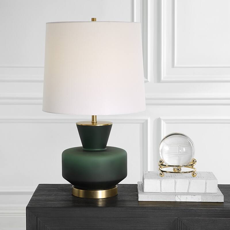 Glass Base Table Lamp with Tapered Shade - 28" - Green