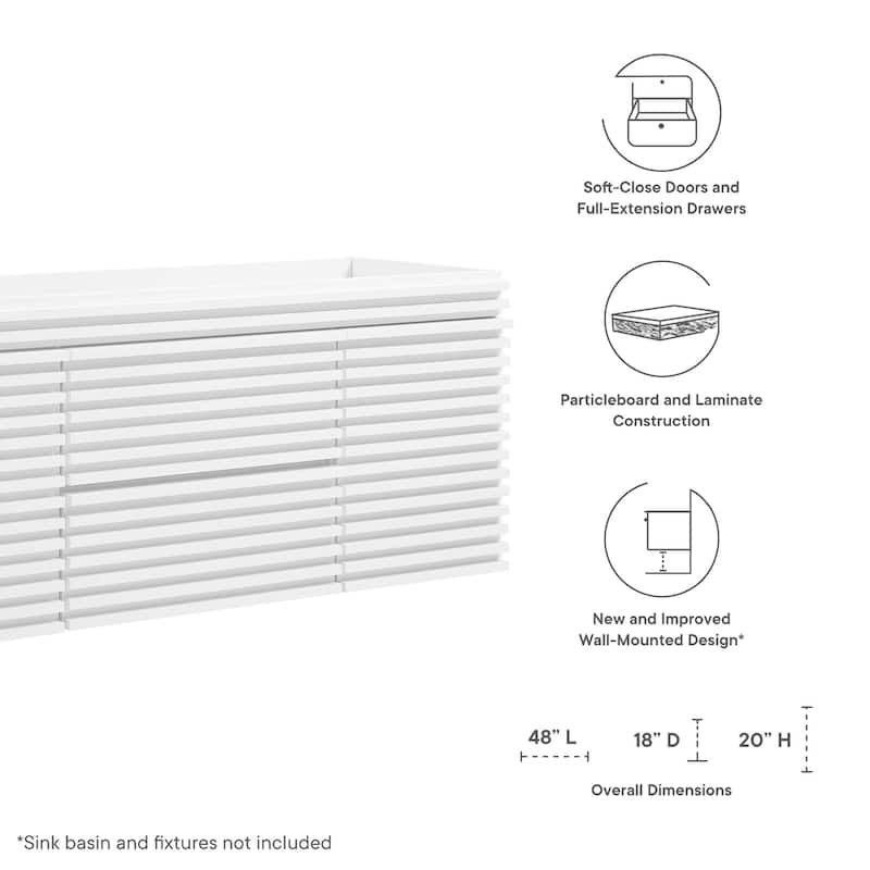 Render 48" Single Sink Compatible (Not Included) Bathroom Vanity Cabinet