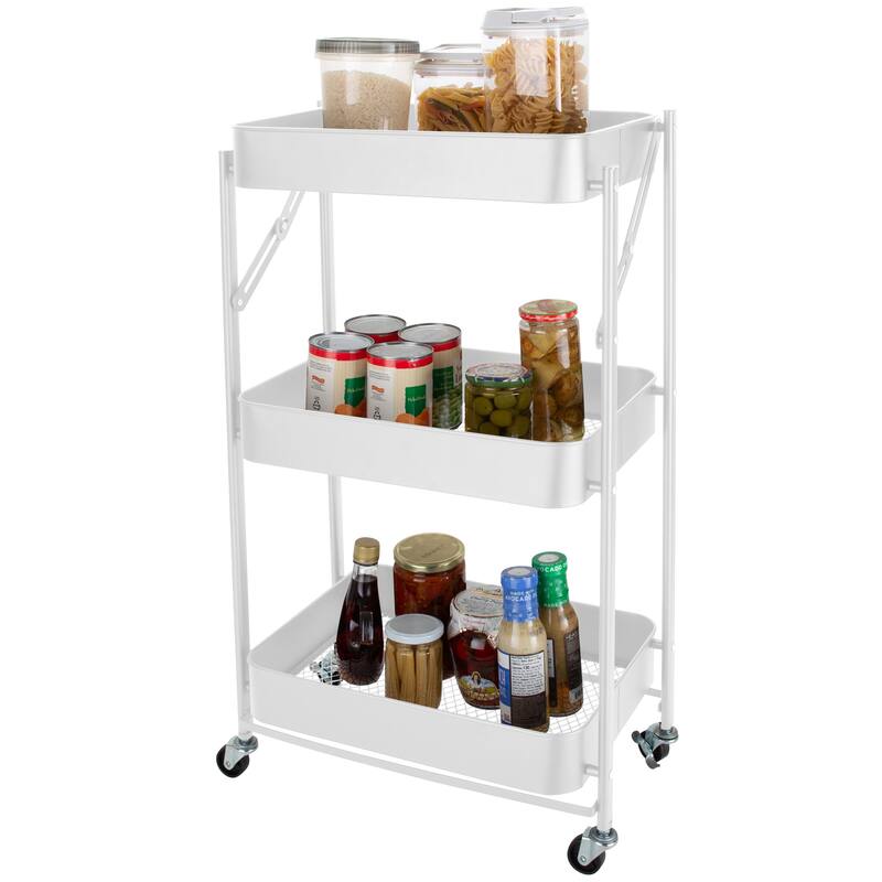 Organize It All 3 Tier Folding Utility Rolling Storage Cart