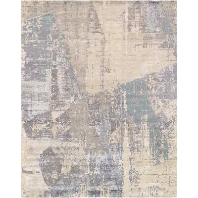 Modern Collection Hand-Knotted Bsilk&Wool Area Rug