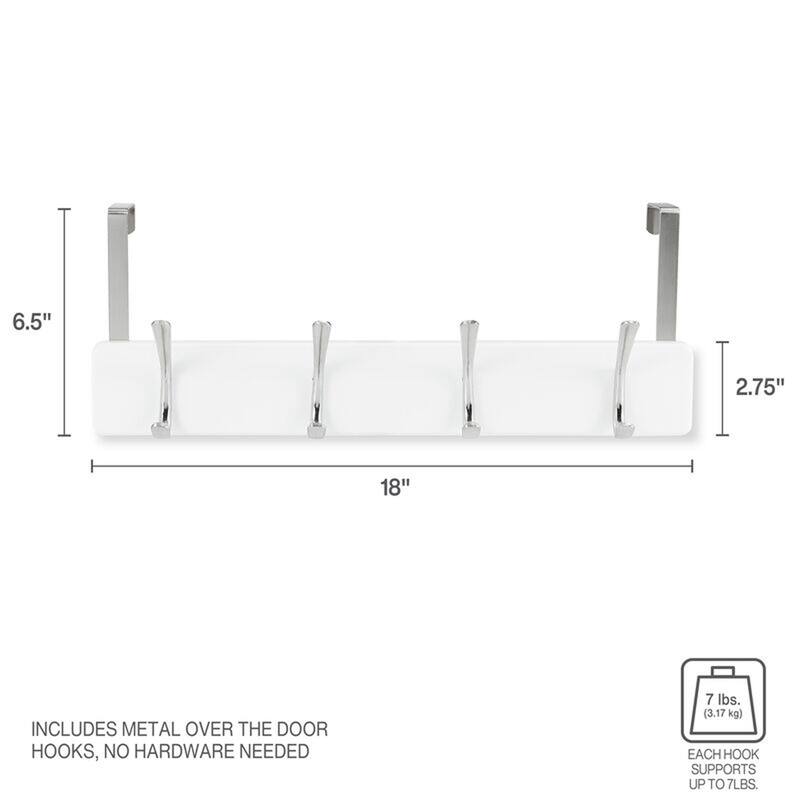 Melannco Over the Door Metal Coat Hook, 18X6 Inch, White