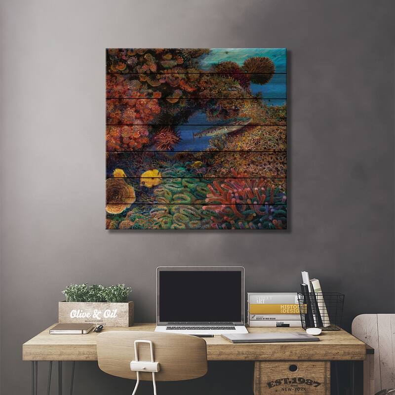Barracuda Print On Wood by Iris Scott - Multi-Color