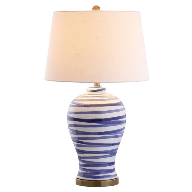 Dip 29" Ceramic LED Table Lamp, Blue/White by JONATHAN Y