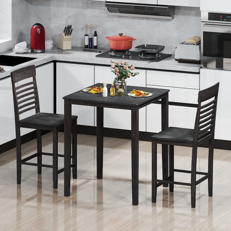 Gymax 5 PCS Counter-Height Dining Table Set for 4 Square Kitchen Table