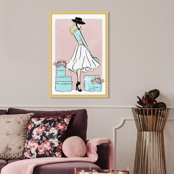 Oliver Gal 'Floral Shopper Blush' Fashion and Glam Framed Wall Art
