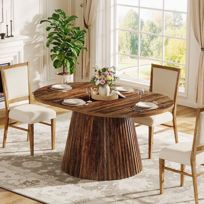 59" Oval Kitchen Table with Heavy Pedestal