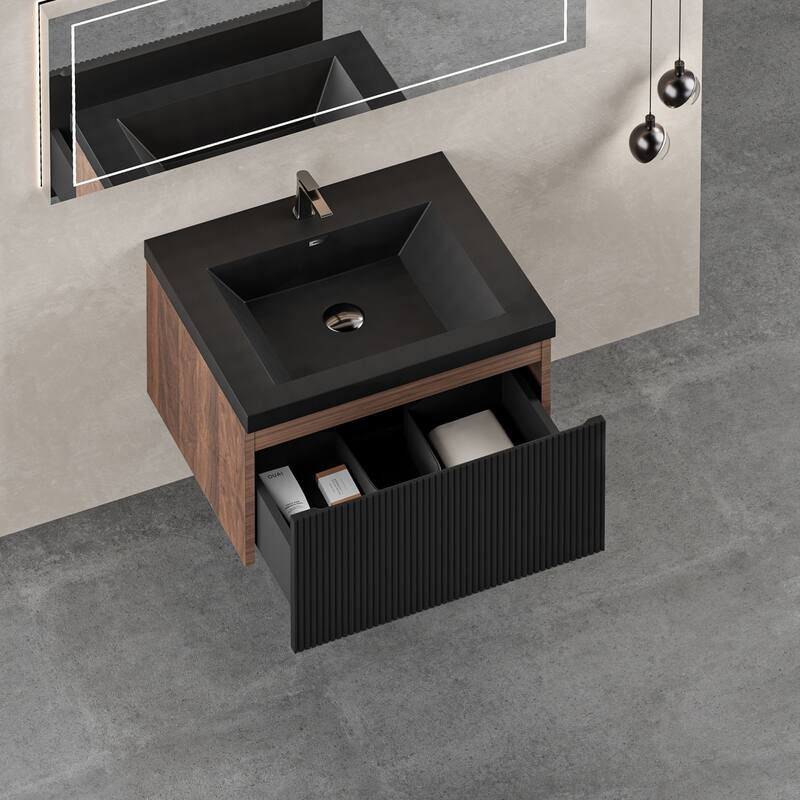 Wall Mounted Bathroom Vanity with Solid Surface Sink