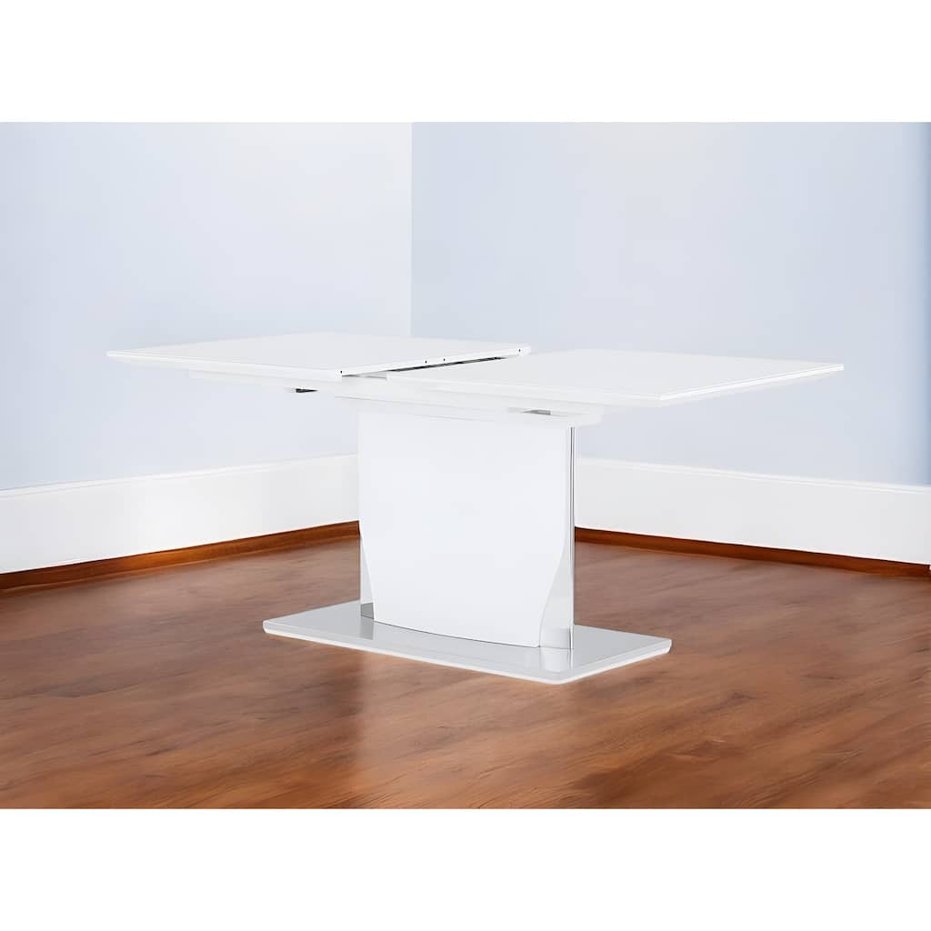 63" White Solid Wood Butterfly Leaf Pedestal Base Dining Table