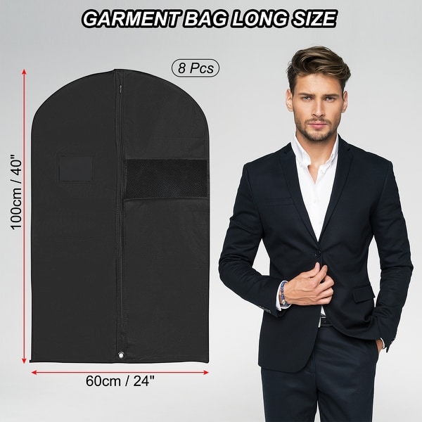 8Pcs Garment Bag Suit Bags for Closet Storage Travel Hanging Clothes 40"x24" - Black 8Pcs Garment Bag Suit Bags for Closet Storage Travel Hanging Clothes 40"x24" - Black