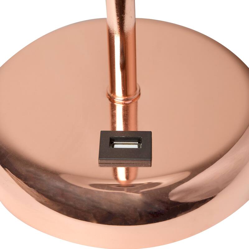 19.5 in. Rose Gold Finish Table Lamp with White Shade, Durable Stick Lamp for End/Side Tables