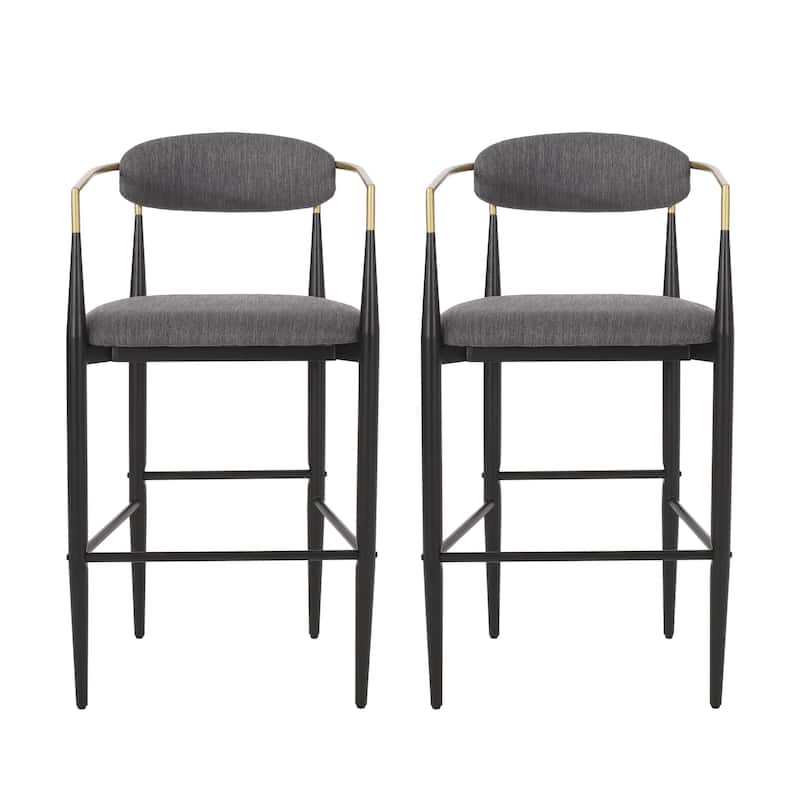 Iron Art Frame High Barstool, Open Backrest Bar Chair Set, Kitchen Island Dining Chair, Counter Jewelry Chair (Set of 2)