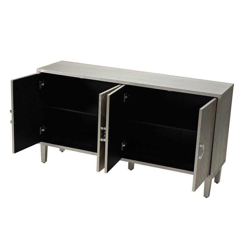 4-Door Sideboard Storage Cabinet with Solid Wood Veneer