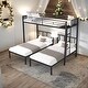 preview thumbnail 1 of 15, Twin Size Triple Bunk Bed with Separated Twin Beds and Guardrail for Home Black