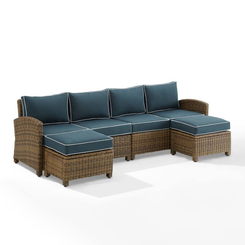 Crosley Bradenton 4Pc Outdoor Wicker Sectional Set - 70.5"d x 105.5"w x 32.5"h