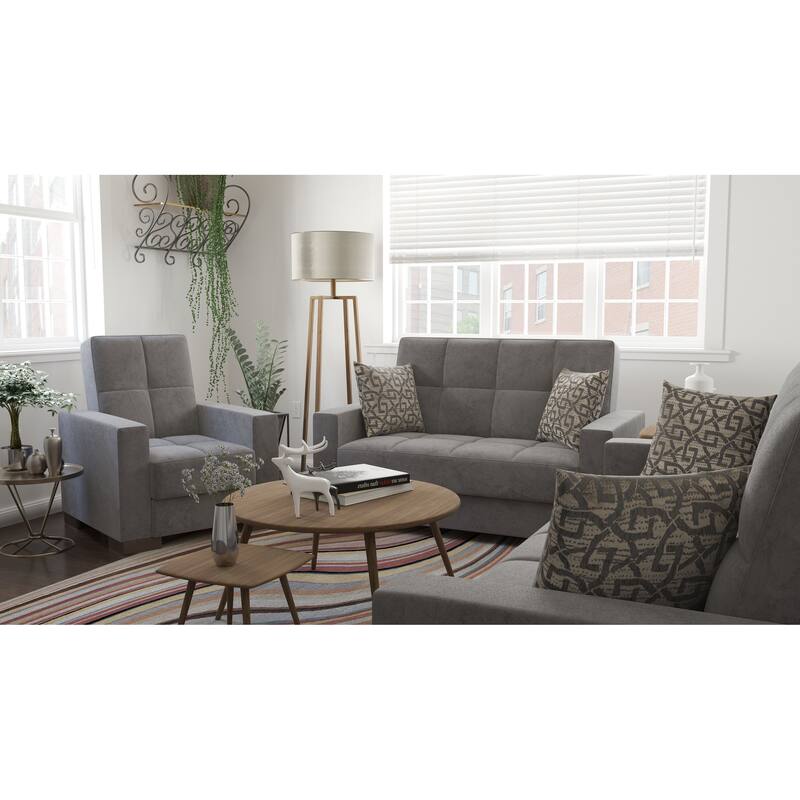 Collection Upholstered Convertible Loveseat With Storage