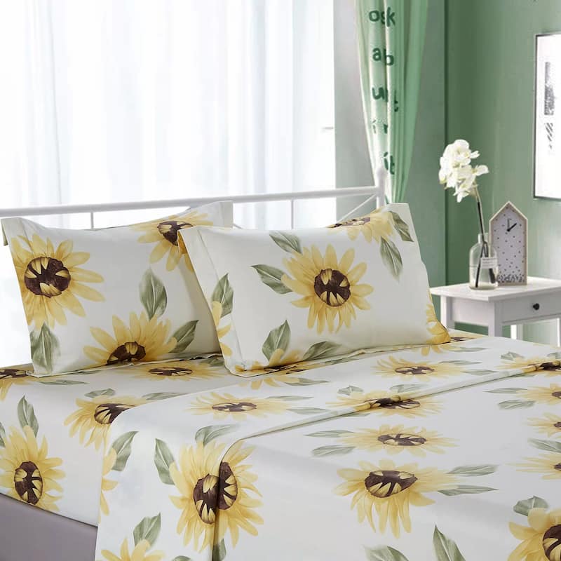 Mia Sunflower 100% Cotton Sheet Set with Pillow cases