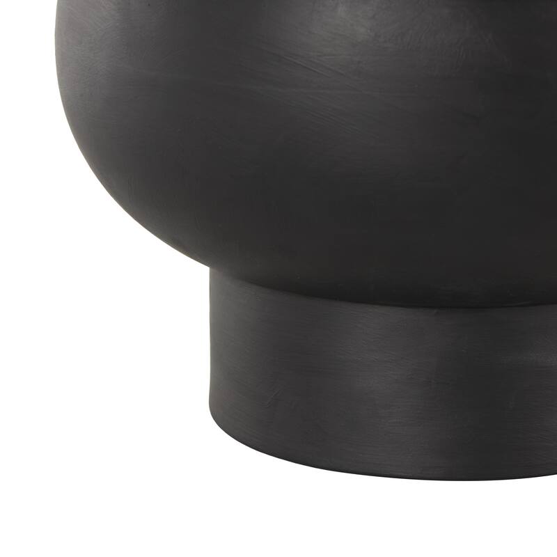 White or Black Ceramic Wide Rounded Floral Inspired Abstract Decorative Vase with Layered Petals