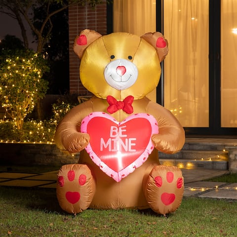 Glitzhome 6'H Lighted Valentine's Bear with Heart Inflatable Decor - 6ft