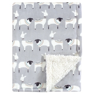Hudson Baby Infant Plush Blanket with Faux Shearling Back, Aztec Llama, One Size - Aztec Llama - One Size