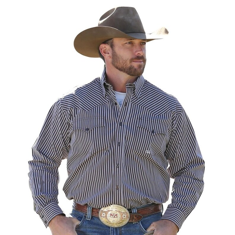 Shop Miller Ranch Western Shirt Mens L S Stripe Button Brown