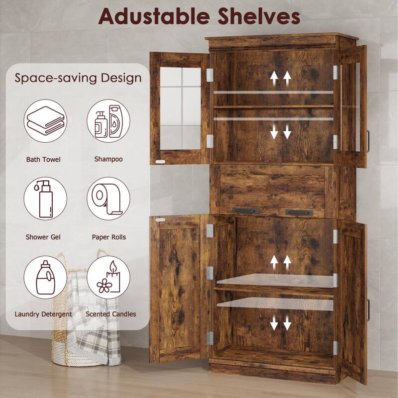 66.9" Pantry Cabinet with Drawer, Kitchen Storage Buffet Cabinet with 4 Shelves, Freestand Storage Cabinet