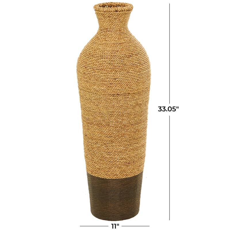 Artisan Crafted Tall Brown Seagrass Woven Floor Vase