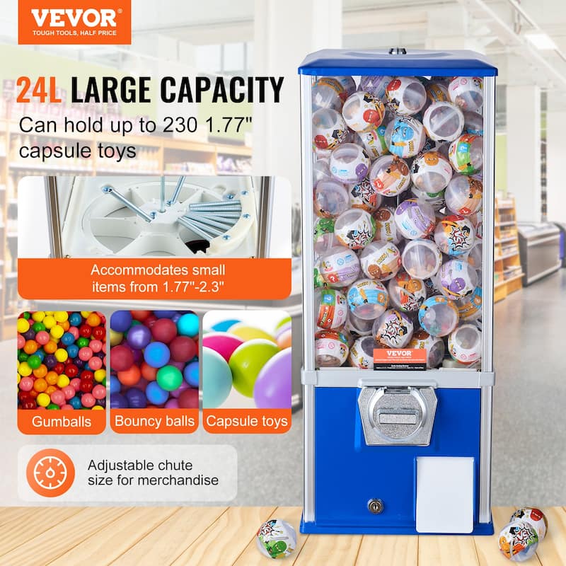 VEVOR Gumball Machine for Kids Home Vending Machine Rectangle Bubble Gum Machine for Game Stores Coin Operated Gumball Bank