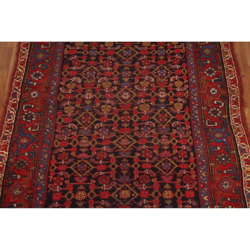 Hand Knotted Oriental 100% Wool Carpet Traditional Geometric Navy Blue & Blues Bidjar Area Rug - 6' 4'' X 4' 2''