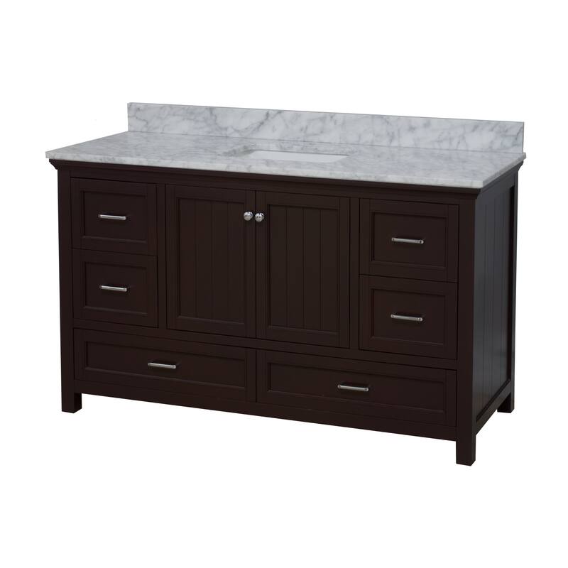 KitchenBathCollection Paige 60" Single Bathroom Vanity with Carrara Marble Top