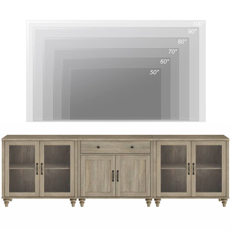 Farmhouse TV Stand with Doors and Drawer﻿