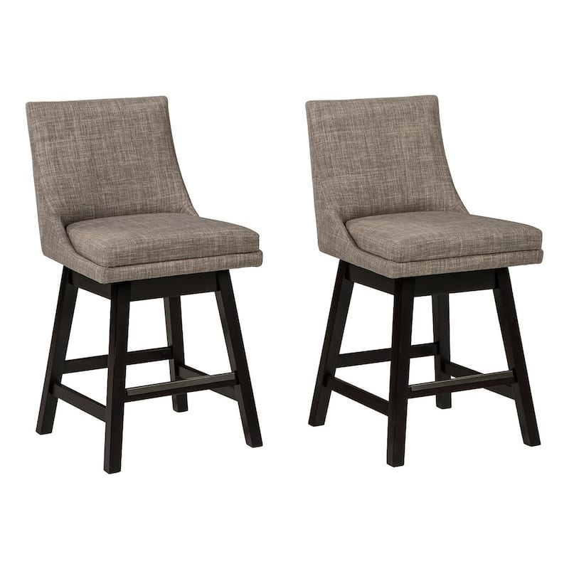 Tallenger Upholstered Swivel Stool (Set of 2) - Brown - Counter Height
