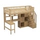 preview thumbnail 22 of 31, Twin Size Loft Bed with Bulit-in Desk, LED Light and Storage Staircase, Wooden Loft Bedframe with Storage Shelves and Cabinets
