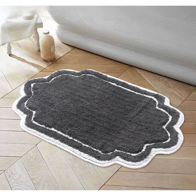 Home Weavers Allure Collection Absorbent Cotton, Machine Washable and Dry Bath Rugs - 24"x40" - Dark Grey
