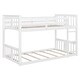 preview thumbnail 5 of 26, Twin Over Twin Floor Bunk Bed with Ladder, Solid Wood Bunk Bed Frame with Full-Length Guardrail, Detachable into 2 Separate Beds