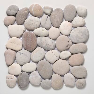 Cruz Bay Studio XP3PA Classic Pebble - 11" x 11" Pebble and Rock Floor - Grey / White / Tan Natural