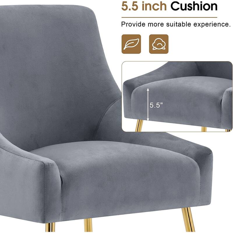 Ivinta Modern Dining Chair Set of 2, Yellow Velvet Upholstered Dining Chair with Gold Legs, Comfy Chair
