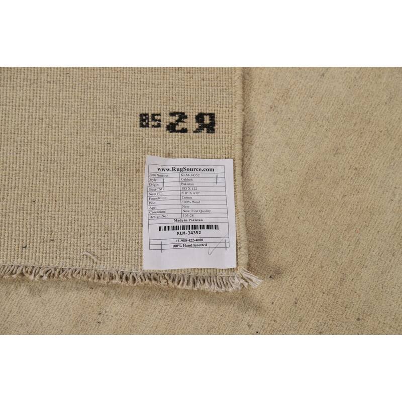 Contemporary Gabbeh Oriental Accent Rug Hand-Knotted Wool Carpet - 4'0"x 6'0"